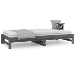 Lit coulissant sans matelas gris 2x(90x200) cm 