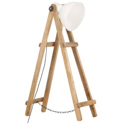 Lampadaire Blanc E27 Bois de manguier massif 