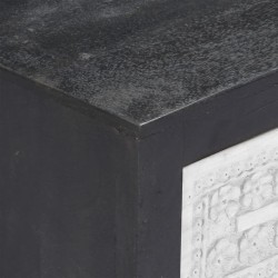 Meuble TV sculpté à la main Gris et blanc 120x30x40 cm Manguier 