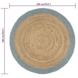 Tapis fait à la main Jute avec bord vert olive 180 cm 