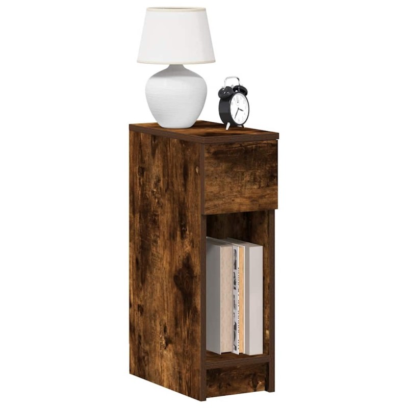 Tables de chevet avec tiroir 2 pcs chêne fumé 20x36x60 cm 