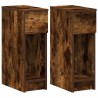 Tables de chevet avec tiroir 2 pcs chêne fumé 20x36x60 cm 