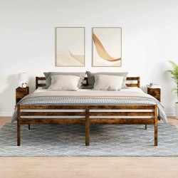 Tables de chevet avec tiroir 2 pcs chêne fumé 20x36x60 cm 