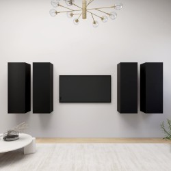 Meubles TV 4 pcs Noir 30,5x30x90 cm Bois d'ingénierie 