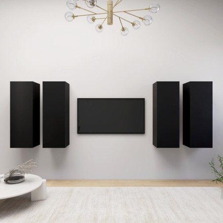 Meubles TV 4 pcs Noir 30,5x30x90 cm Bois d'ingénierie 