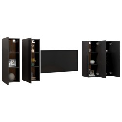 Meubles TV 4 pcs Noir 30,5x30x90 cm Bois d'ingénierie 