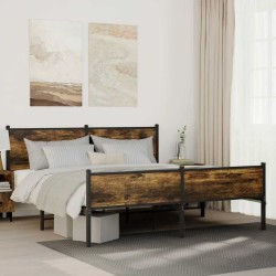 Cadre de lit en métal sans matelas chêne fumé 183x213 cm 