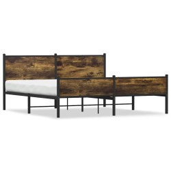 Cadre de lit en métal sans matelas chêne fumé 183x213 cm 