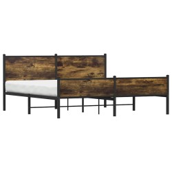 Cadre de lit en métal sans matelas chêne fumé 183x213 cm 