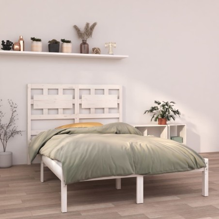 Cadre de lit sans matelas blanc 135x190 cm bois massif 