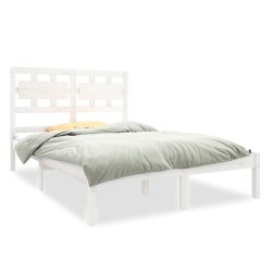 Cadre de lit sans matelas blanc 135x190 cm bois massif 
