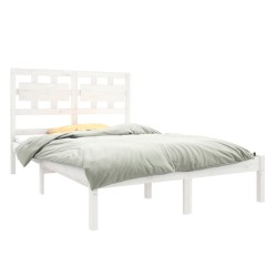 Cadre de lit sans matelas blanc 135x190 cm bois massif 