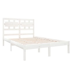 Cadre de lit sans matelas blanc 135x190 cm bois massif 