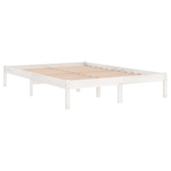 Cadre de lit sans matelas blanc 135x190 cm bois massif 