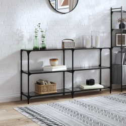 Table console avec dessus en verre noir 158,5x30x81 cm acier 