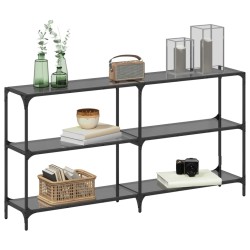 Table console avec dessus en verre noir 158,5x30x81 cm acier 
