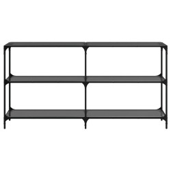Table console avec dessus en verre noir 158,5x30x81 cm acier 