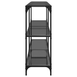 Table console avec dessus en verre noir 158,5x30x81 cm acier 