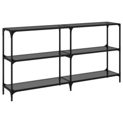 Table console avec dessus en verre noir 158,5x30x81 cm acier 