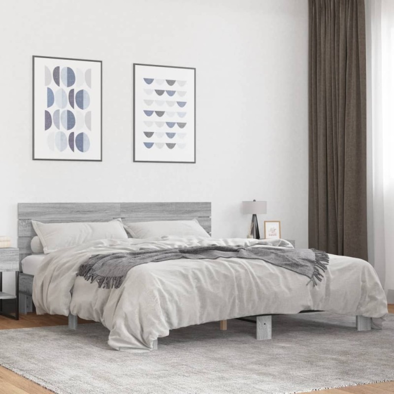 Cadre de lit sans matelas sonoma gris 200x200 cm 