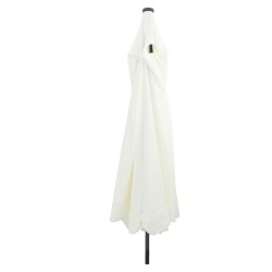 Parasol de jardinavec des lumières LED Ø395x245 cm Blanc sable 