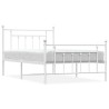 Cadre de lit métal sans matelas et pied de lit blanc 107x203 cm 