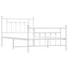 Cadre de lit métal sans matelas et pied de lit blanc 107x203 cm 