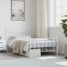 Cadre de lit métal sans matelas et pied de lit blanc 107x203 cm 