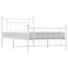 Cadre de lit métal sans matelas et pied de lit blanc 107x203 cm 