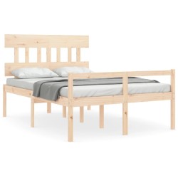 Lit pour personne âgée et tête de lit 140x200 cm bois massif 