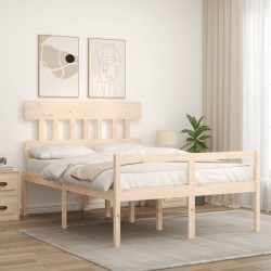 Lit pour personne âgée et tête de lit 140x200 cm bois massif 