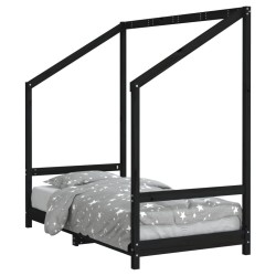 Cadre de lit pour enfant noir 80x160 cm bois de pin massif 