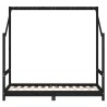 Cadre de lit pour enfant noir 80x160 cm bois de pin massif 