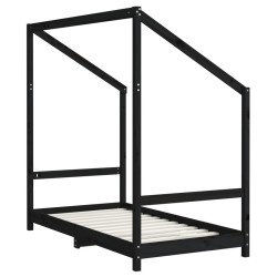 Cadre de lit pour enfant noir 80x160 cm bois de pin massif 