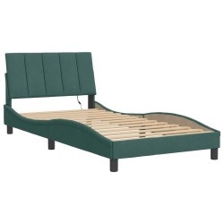 Cadre de lit avec LED sans matelas vert foncé 100x200cm velours 