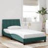 Cadre de lit avec LED sans matelas vert foncé 100x200cm velours 