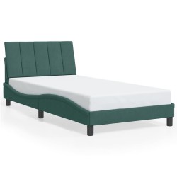 Cadre de lit avec LED sans matelas vert foncé 100x200cm velours 