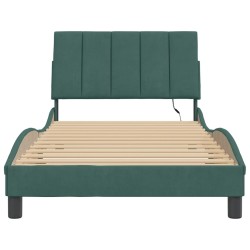 Cadre de lit avec LED sans matelas vert foncé 100x200cm velours 