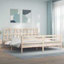 Cadre de lit sans matelas 200x200 cm bois massif 
