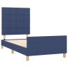 Cadre de lit sans matelas bleu 90x190 cm tissu 