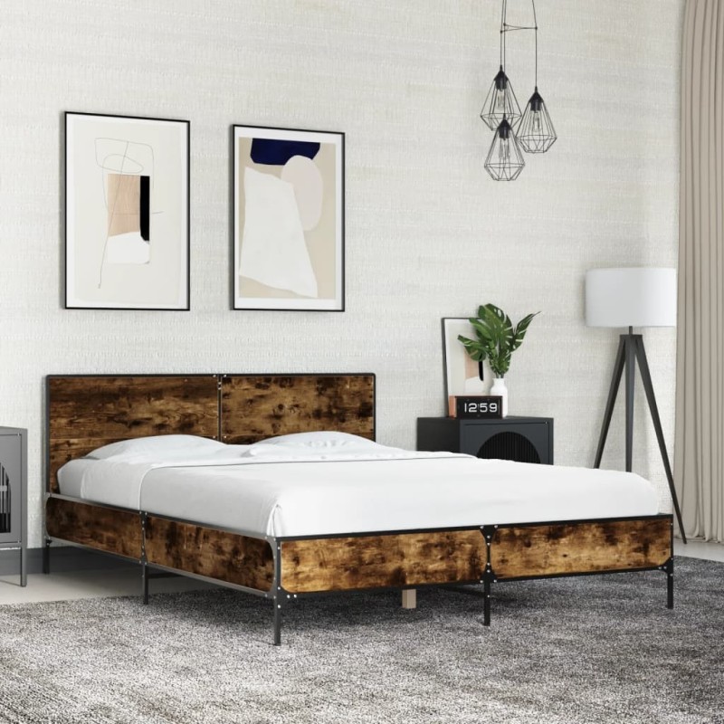 Cadre de lit sans matelas chêne fumé 140x190 cm 