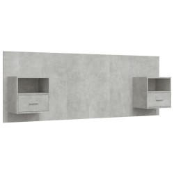 Tête de lit avec armoires Gris béton Bois d'ingénierie 