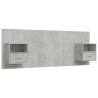 Tête de lit avec armoires Gris béton Bois d'ingénierie 