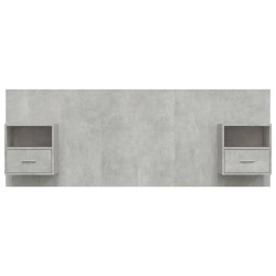 Tête de lit avec armoires Gris béton Bois d'ingénierie 