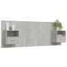 Tête de lit avec armoires Gris béton Bois d'ingénierie 