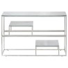 Table console argenté acier inoxydable et verre trempé 
