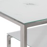 Table console argenté acier inoxydable et verre trempé 
