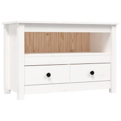 Meuble TV Blanc 79x35x52 cm Bois de pin massif 
