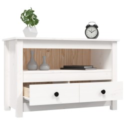 Meuble TV Blanc 79x35x52 cm Bois de pin massif 