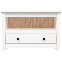 Meuble TV Blanc 79x35x52 cm Bois de pin massif 